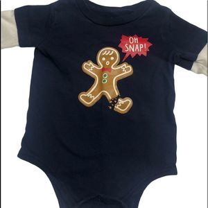 🔑 Okie Dokie Gingerbread Man Holiday Onesie 6M